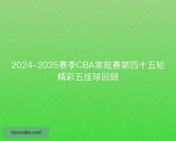2024-2025赛季CBA常规赛第四十五轮精彩五佳球回顾 2024-2025赛季CBA常规赛第四十五轮精彩五佳球回顾